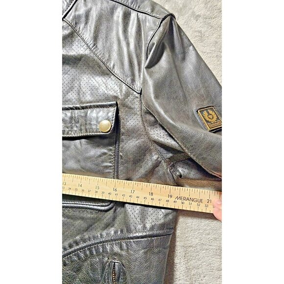 Belstaff Leather Jacket Men LG RARE Italy Racer Biker Motorcycle Pilot Top Gun - Picture 9 of 16
